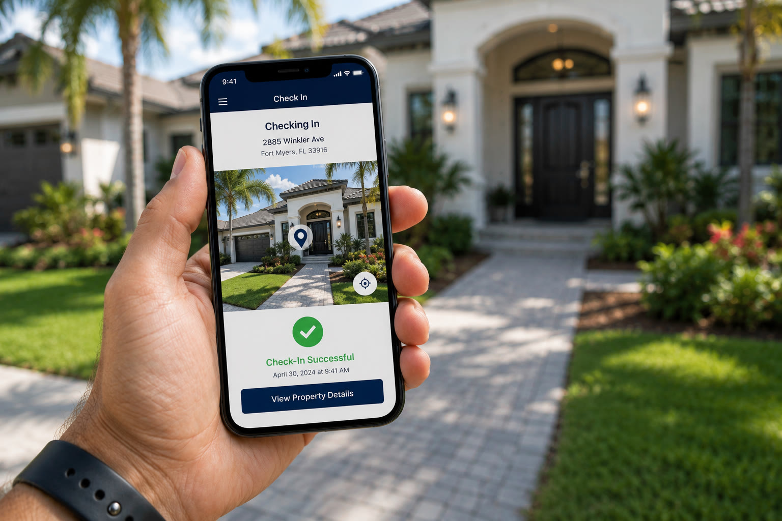 Arrival check-in on mobile at the property