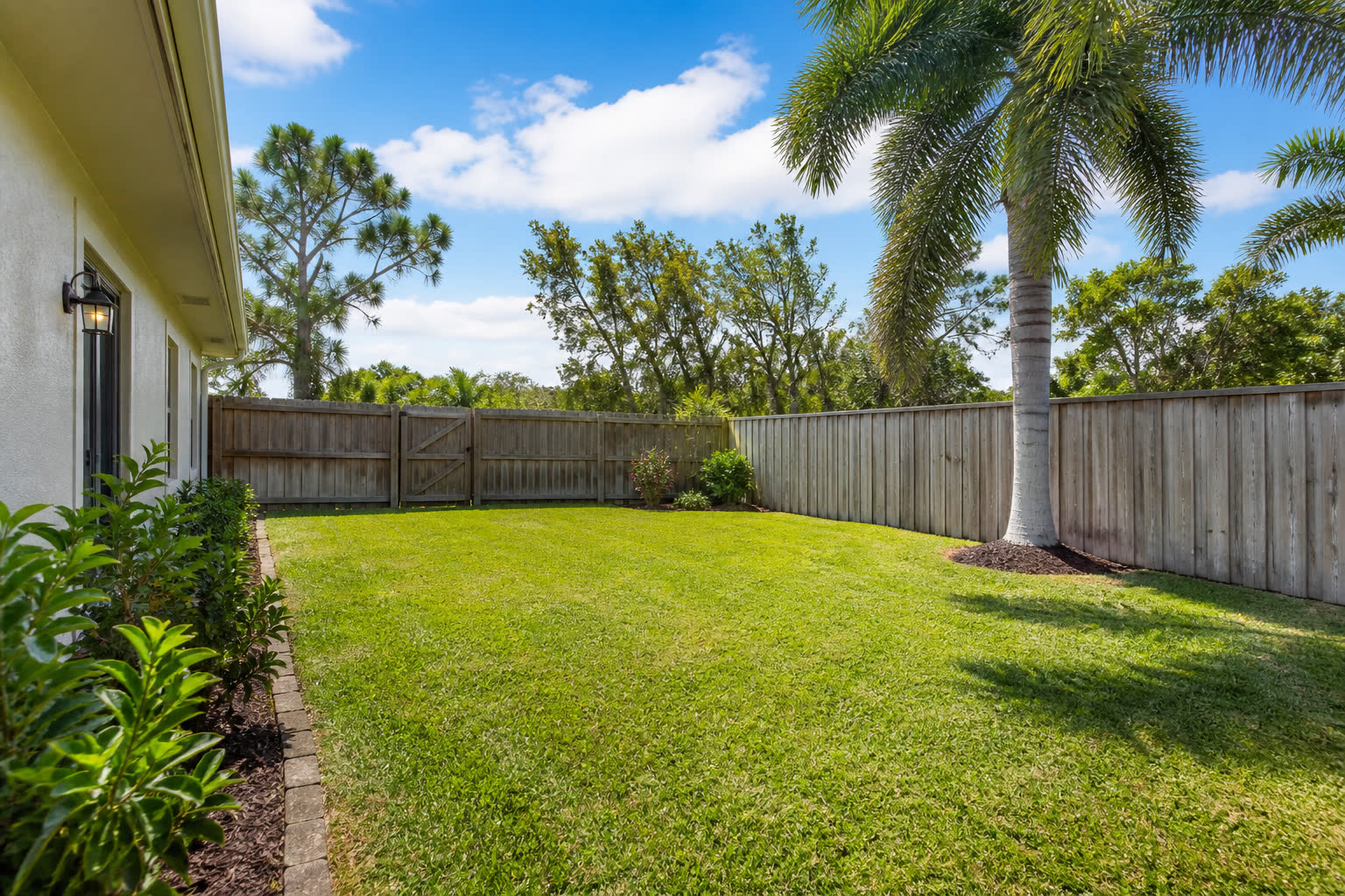 Clean residential yard ready for pet waste service