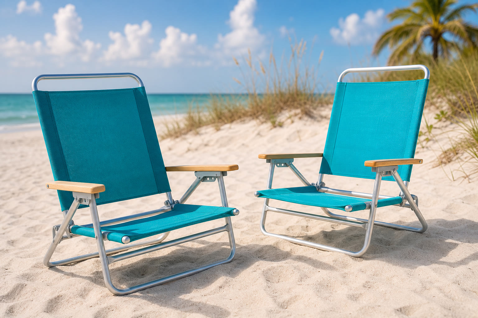 Folding beach chairs