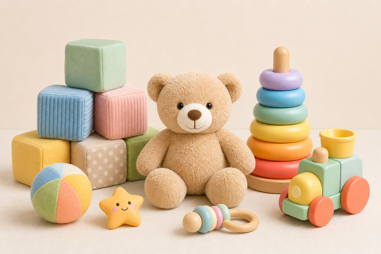 Age-appropriate baby and toddler toy package